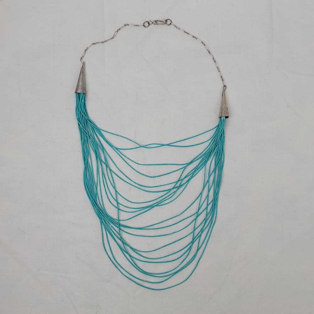 Vintage Tourquose Silver Necklace Indian Jewelry